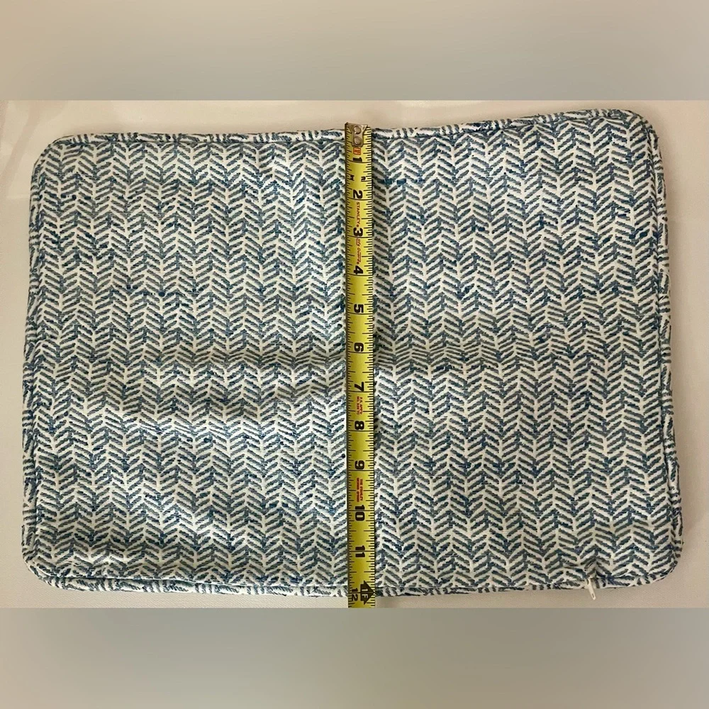 Pillow Cover Chevron Blue White Custom Made Approx. 16” x 12” Decorator Fabric